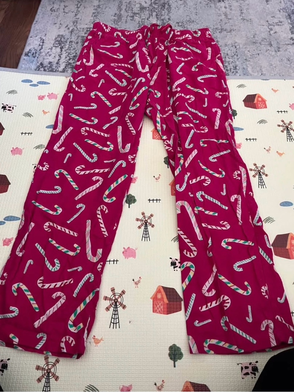 Old Navy Fuchsia Candy Cane Print Pajama Pants